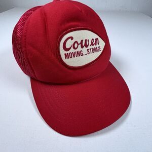 Vintage Cowen Moving Storage CO Springs Red Trucker Hat Mesh Cap Closed Business